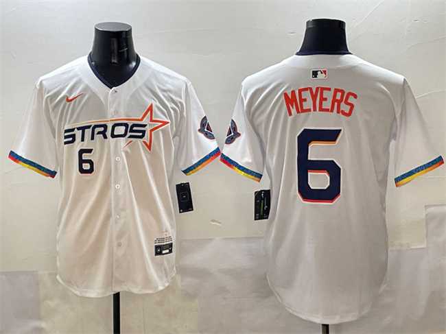 Men%27s Houston Astros #6 Jake Meyers White 2025 City Connect Limited Stitched Jersey